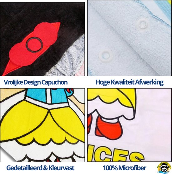 BoefieBoef Kinder Badponcho - Baby Badcape - Microfiber Kleuter Badjas Met Capuchon - Kerst Cadeau - Peuter Strandponcho Voor Kinderen tot 6 jaar - 60x90cm - BSneeuwwitje Prinses Wit Sprookje - meisje - Peuter - Zomer - Strandlaken - Surfponcho van BoefieBoef — afbeelding 4