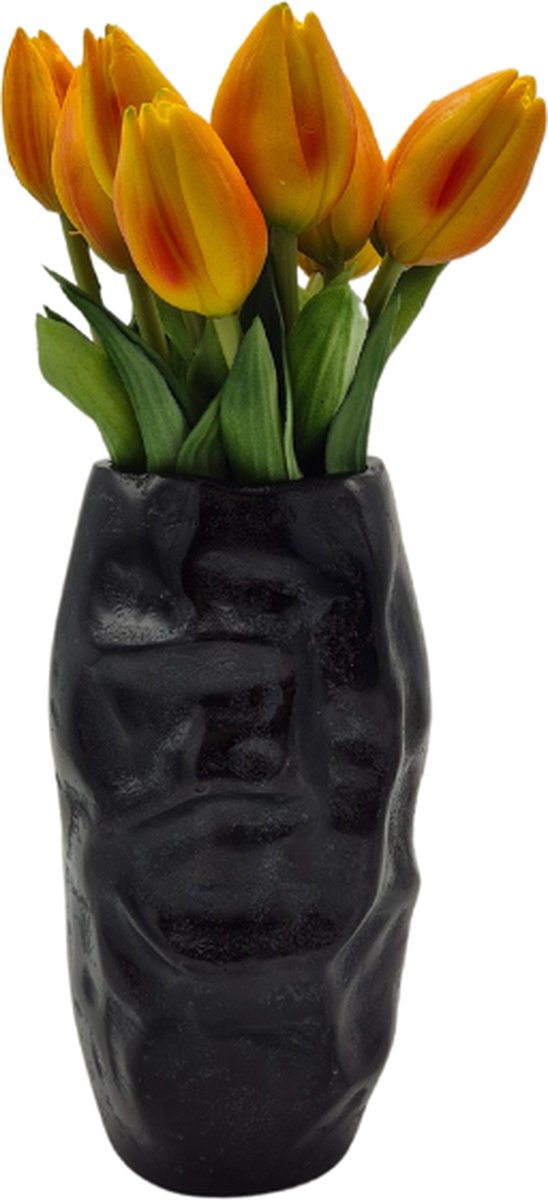 Deco4yourhome® - Vaas - Metaal - Bloemenvaas - Zwart - Black - 20cm