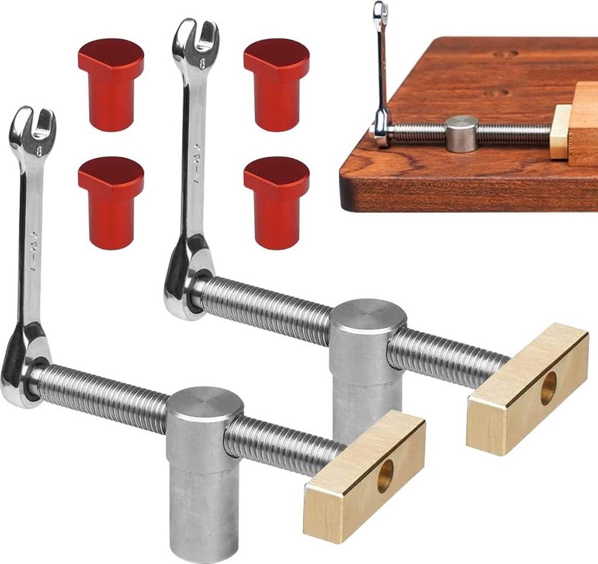 MeevrgR Snelwerkende Werkbankklem - 160 Mm Klembereik, Voor 16 Mm Of 28 Mm Gaten (Metaal, Met Rubberen Voet)