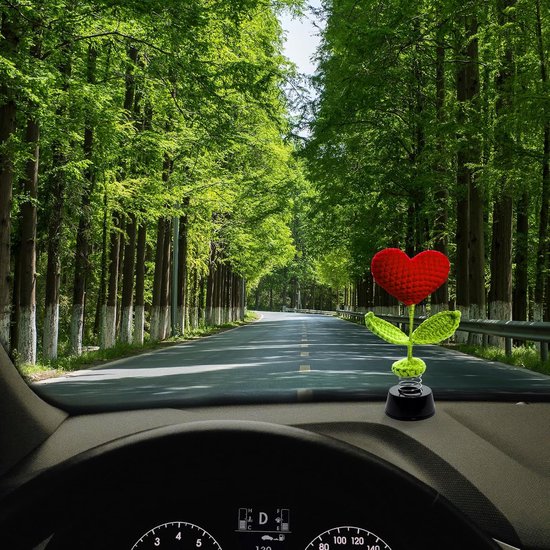 KIAYOO Zonnebloem Auto Dashboard Decoratie - Handgehaakt Knikkend Kopje - Vrolijke Interieur Accessoire - Cadeau Voor Hem/Haar