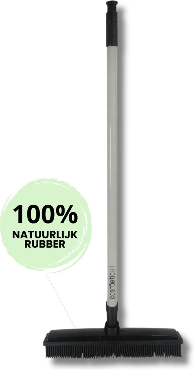 Goedkoopste Rubberen Bezem met Steel - Telescopisch Ontwerp - Speciale Kappersbezem - Met Trekker en Ophanghaak - Bezems - Bezem Binnen - Ergonomisch Ontwerp - 100 Natuurlijk Rubber