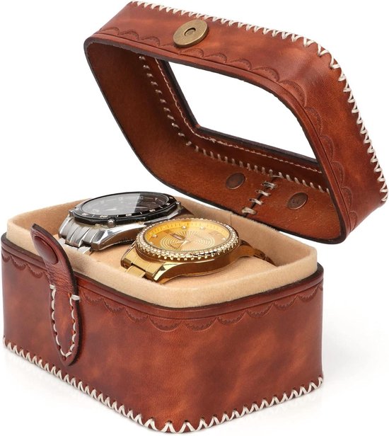 Hiram Echt Lederen Horloge Roll Travel Case 8 Horloges Opbergdozen Gift voor Mannen Horloge Organizer Box Display voor Horloges