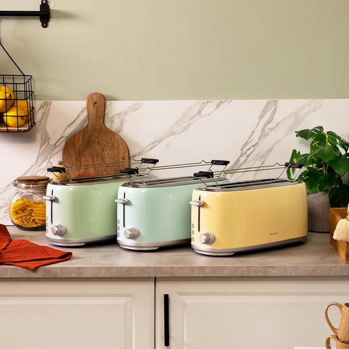 Toaster Cecotec Toast&Taste 1600 Retro Double 1630W 2 lange Schlitze 4 Scheiben Grün Edelstahl