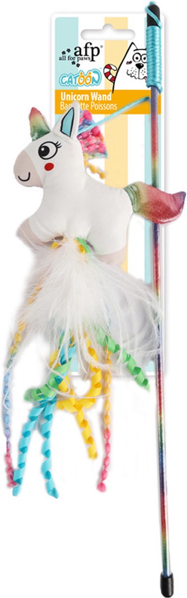 AFP Catoon Unicorn Wand - Kattenhengel - Speelgoed voor Katten - Kattenspeeltje - Eenhoorn - Gevuld met Catnip