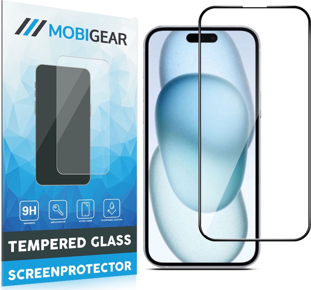 Mobigear Screenprotector geschikt voor Apple iPhone 16 Plus Glazen | Mobigear Premium Screenprotector - Case Friendly - Zwart