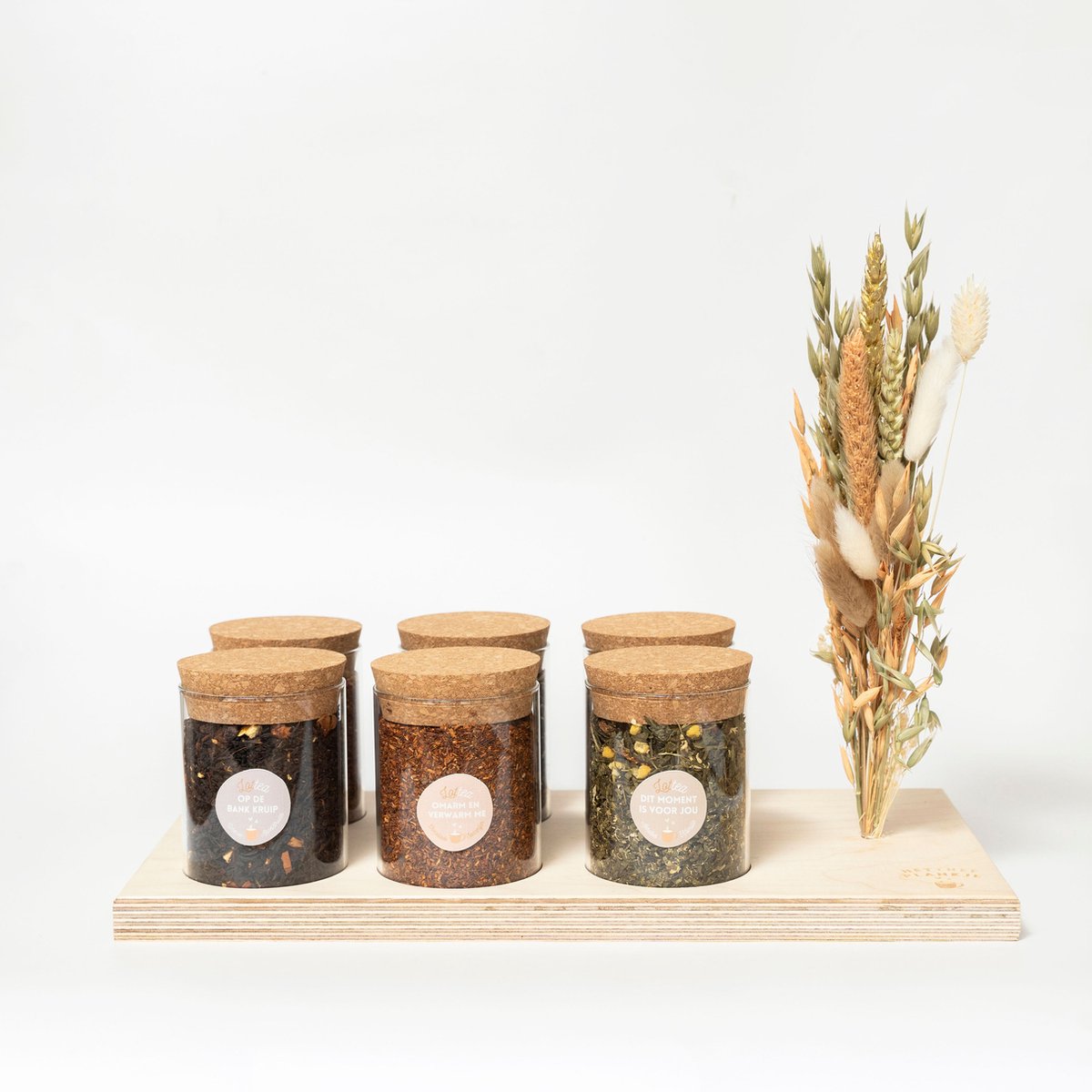 Theeplank Deluxe Kerst - theeplank met potjes, kerst geschenk, kerstcadeau, kerstpakket, thee gift, thee pakket, thee cadeaupakket, thee geschenkset, thee cadeau
