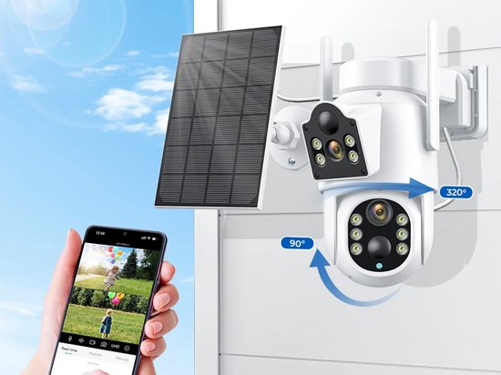 Xd Xtreme - Solar camera - Dual lens - Wifi - 8MP (2x4MP) - Wit van XD-Xtreme — afbeelding 4