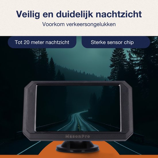 MasonPro Achteruitrijcamera - 2 x Draadloze Achteruitrijcamera - Achteruitrij Camera voor Auto, Bus, Camper, Caravan Vrachtwagen en Landbouw - Waterdicht - Nachtzicht - Complete Set - 5 Inch van Merkloos — afbeelding 5