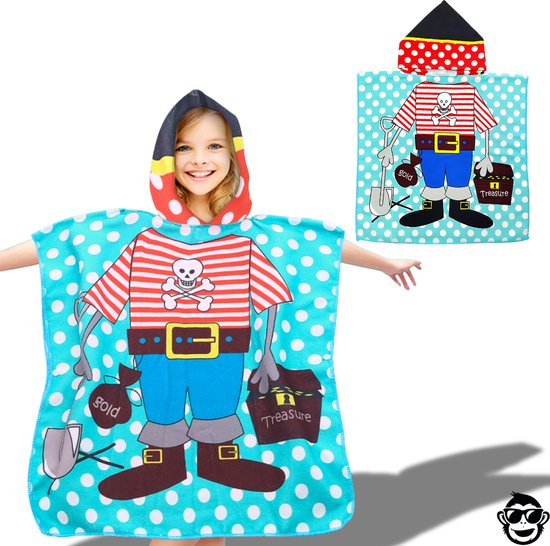 BoefieBoef Kinder Badponcho - Baby Badcape - Microfiber Kleuter Badjas Met Capuchon - Kerst Cadeau - Peuter Strandponcho Voor Kinderen tot 6 jaar - 60x90cm - Piraat Schat Rood - jongens - meisje - Peuter - Zomer - Strandlaken - Surfponcho -Dreumes van BoefieBoef — afbeelding 3