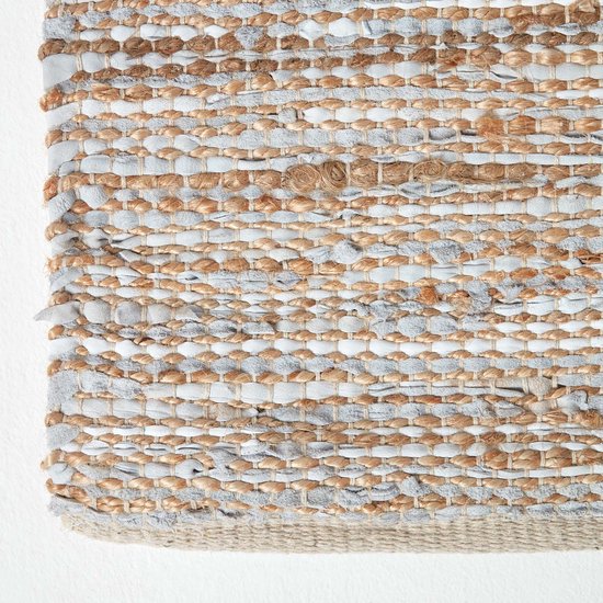 Homescapes Tapis cuir et chanvre Madras, Beige 66 x 200 cm