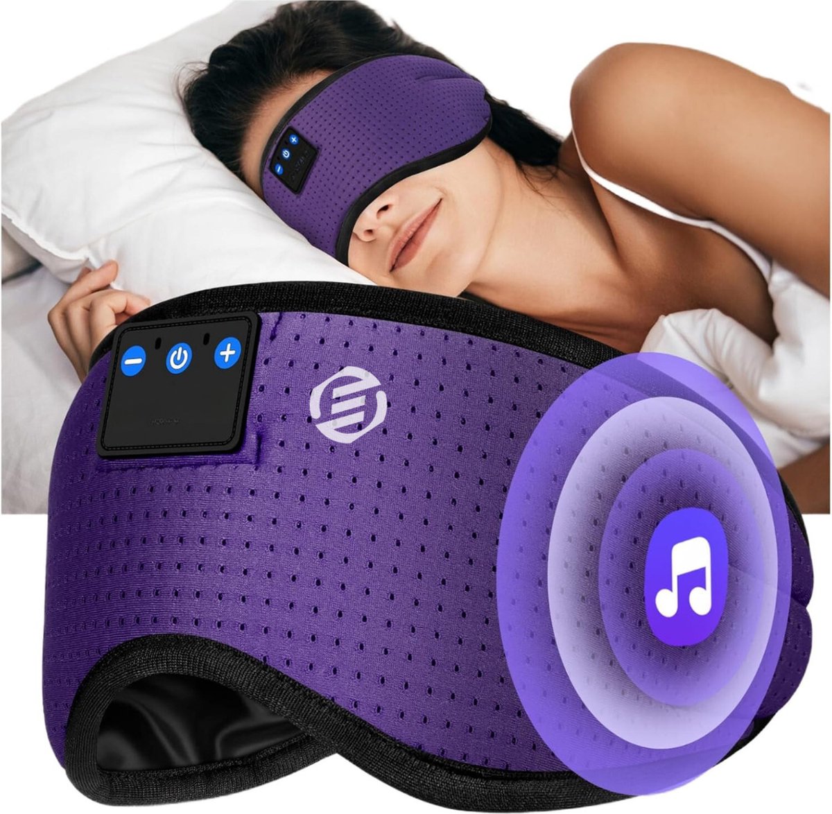 Equivera Slaapmasker Bluetooth - Slaap Koptelefoon - Hoofdband met Speakers - Mannen en Vrouwen - Slaapmasker met Speakers - 100% Verduisterend - Incl. White Noise en Binaural Beats