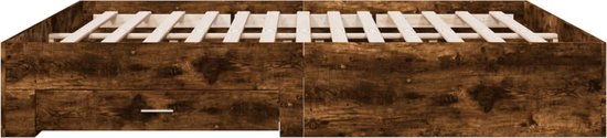 vidaXL - Bedframe - met - lades - bewerkt - hout - gerookt - eikenkleurig - 200x200 - cm