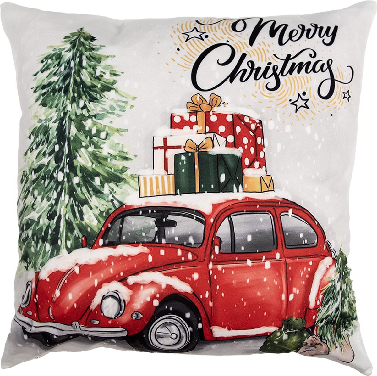 Kussenhoes 45x45 cm Beige Polyester Kerstboom