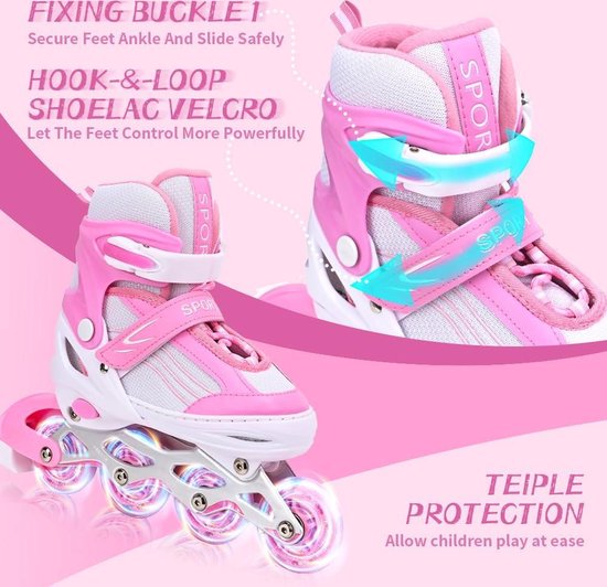 MGYZM Inline skates voor kinderen, verstelbare inline skates, voor kinderen, volwassenen, meisjes en jongens, inline skates voor binnen en buiten