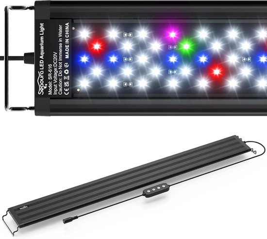 Aquariumlicht, 18W Volledig Spectrum Aquariumlicht Met 5 Niveaus Instelbare Helderheid Timer En Uitschakelgeheugen Met Abs Schaal Uitschuifbare Beugels 61 76cm Zoetwater Zoetwater Aquarium P 010853611342