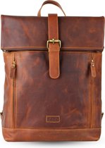 Fana Bags Sac à dos en cuir Cognac - Sac à dos de travail avec de nombreux compartiments - Sac à dos Business - Sac à dos en cuir Femme / Homme