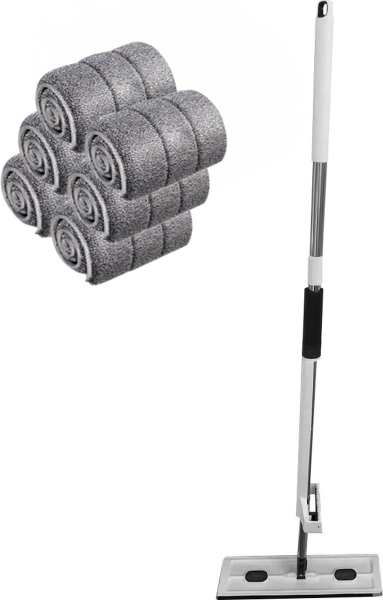 Goedkoopste Blyx® - Dweilstok - Dweil - Dweilen - Dweilset - Dweilsysteem - Dweilset - Dweilsysteem Met Wringer - 360° Roterende Kop - Wring Systeem - Wit