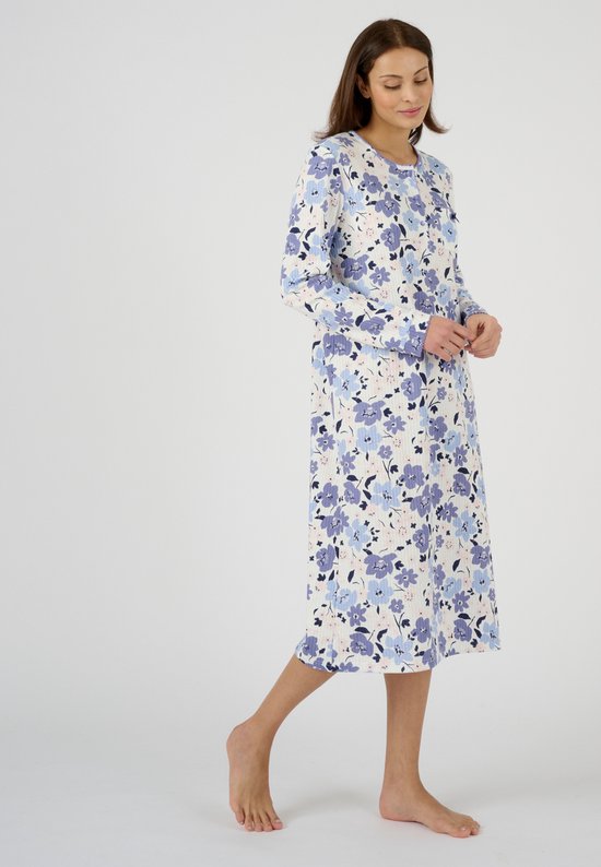 Damart - Chemise de nuit en maille côtelée, intérieur légèrement brossé - - Blauw - 38-40 (S)