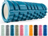 Tunturi Yoga Grid Foam Roller - Massage Roller - Foamroller - Fitness Roller - Petrol Blauw - 33cm - Incl. gratis fitness app
