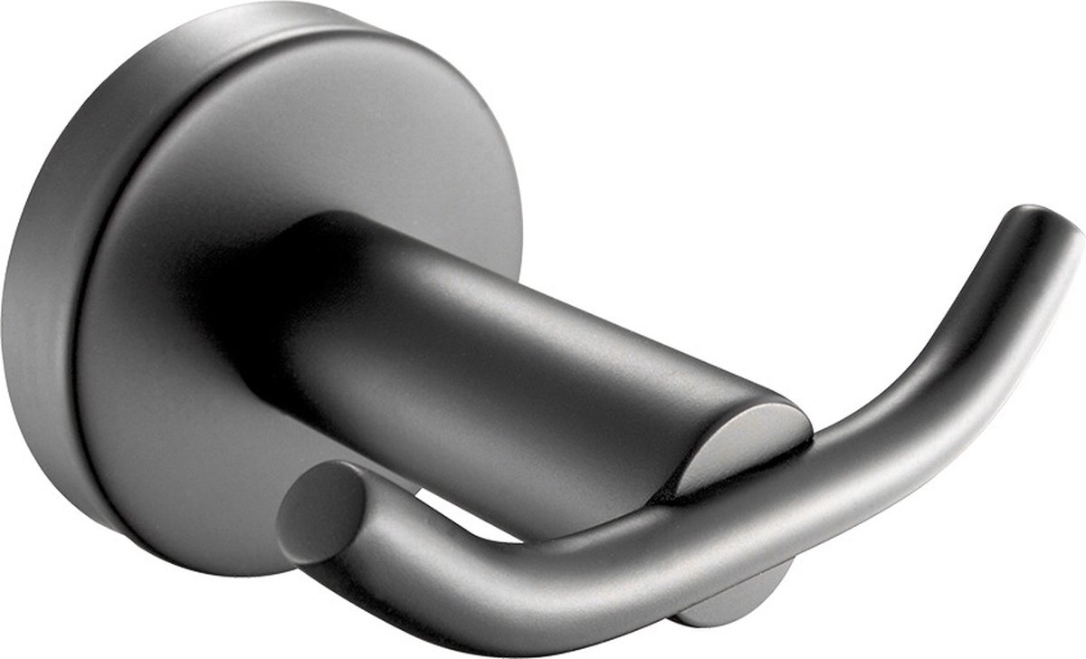 Profielenloods - Handdoekhaak dubbel gunmetal - Monteren met schroeven
