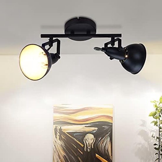 Homefire Wandlamp Binnen Zwart - Vintage Wandverlichting Wandspot GU10 Flurlamp Kantelbare Wandlamp Retro voor Woonkamer - Zonder Lichtbron