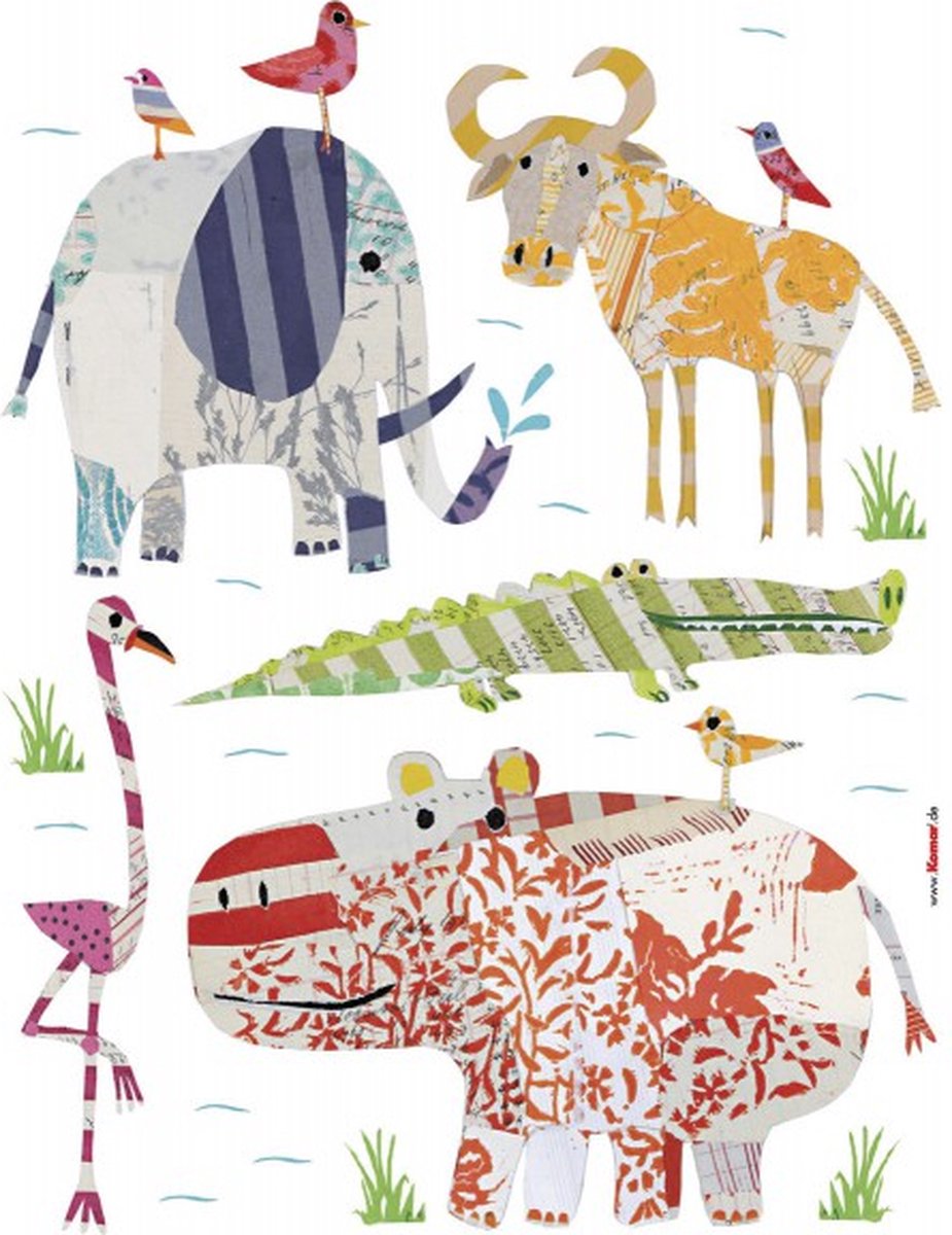 Komar - Muursticker - Dieren - Kinderbehang - Zelfklevend - Muurdecoratie - Stickers - 50 x 70 cm