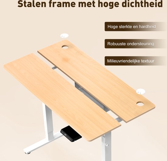 Zit-sta bureau 120 x 60 cm - Elektrisch verstelbaar - Anti-botsingstechnologie - USB-A/USB-C poorte