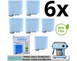 6 x ANGO waterfilter filter vervanging voor Saeco & Philips AquaClean koffiemachine CA6707, CA6903, CA6903/00, CA6903/01, CA6903/10, CA6903/99. Incanto Serie™, Intelia Deluxe Serie™, PicoBaristo Serie™, GranBaristo Serie™, Exprelia Serie™, Xelsis