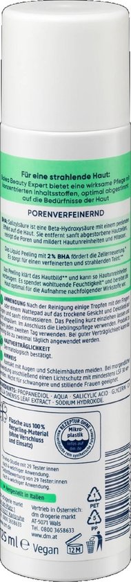 Achterkant van de Balea fles met productinformatie en ingrediëntenlijst.