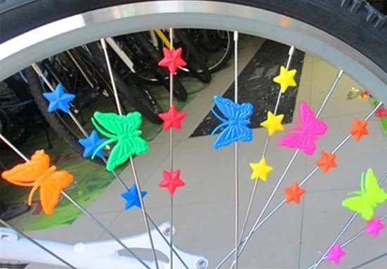 New Age Devi - Kinderfiets spaak-kralen: 25 vlinder-kralen, gekleurde fietswiel-kralen en kralen voor spaken!