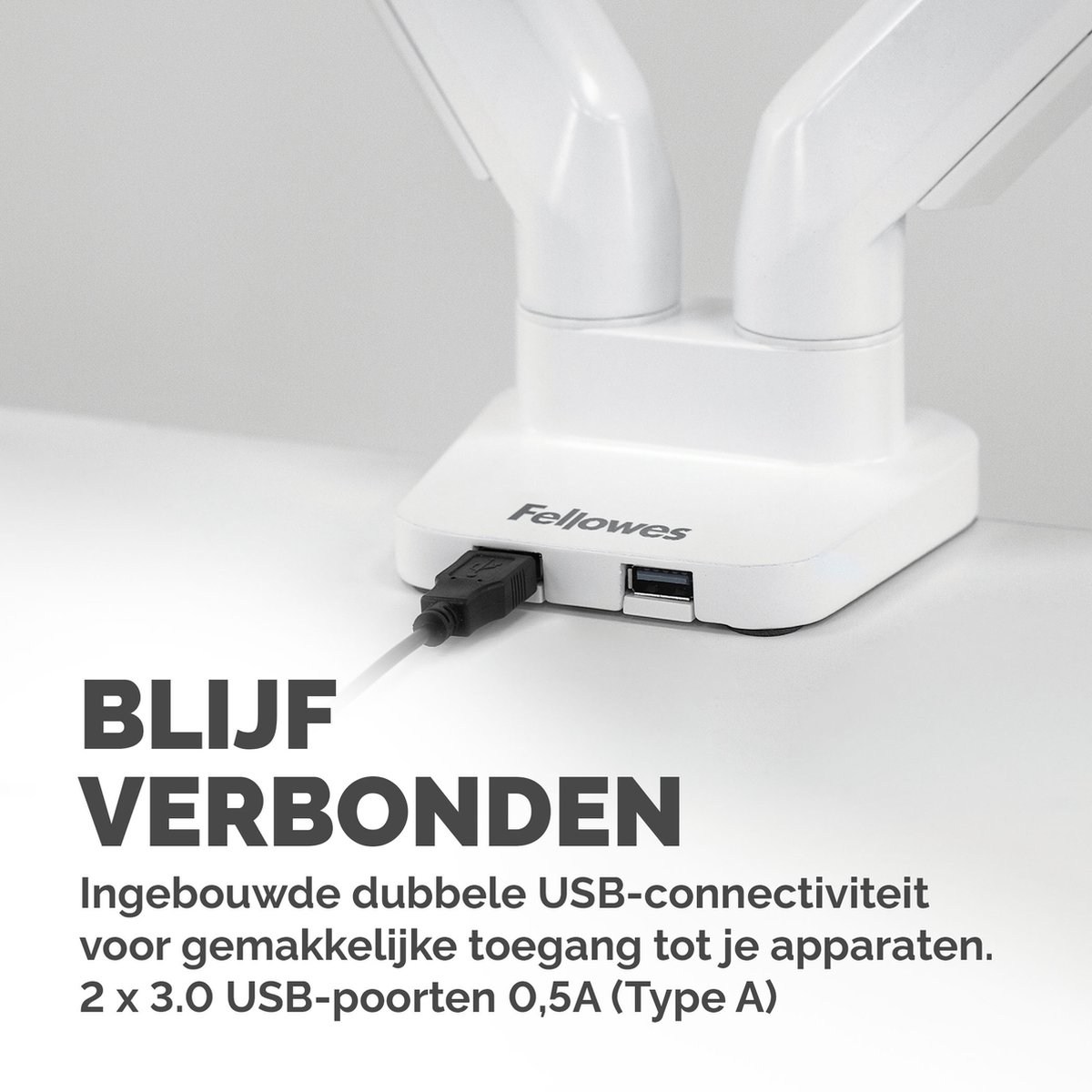 Fellowes Platinum Dubbele Monitorarm – Wit thumbnail 2