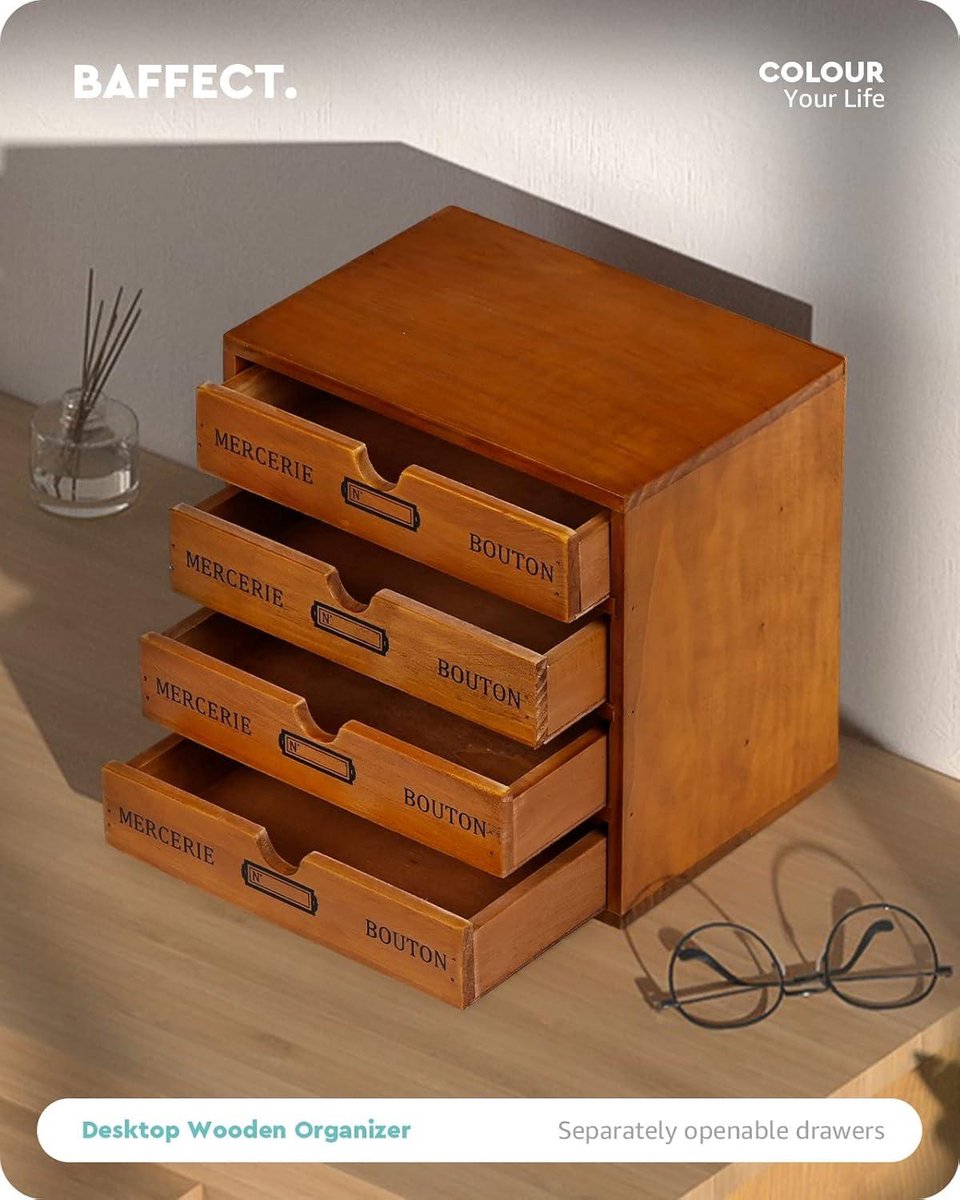 Vintage apothekerskast 16 laden houten laden ladekast ladekast voor thuis kantoor bureau organisatie en opslag kruiden opbergdoos, 50,5 x 9,5 x 35 cm