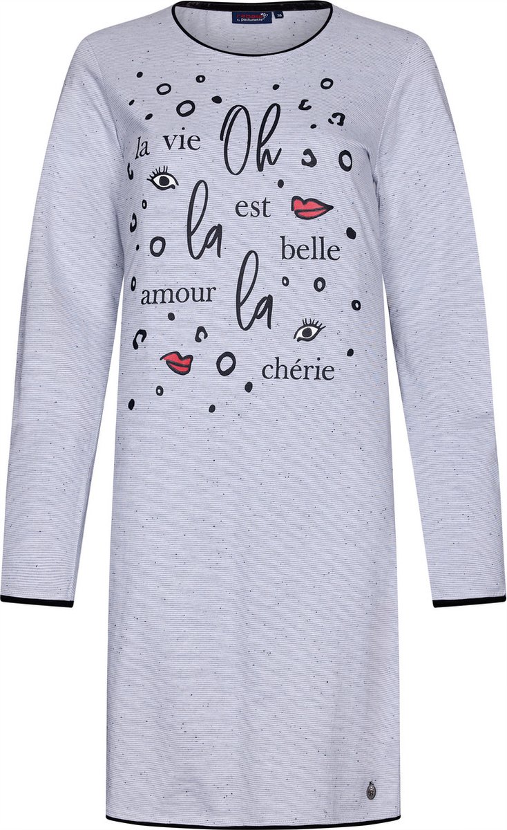 Rebelle Dames Nachthemd Rebelle - Eye-nonic - Katoenmix - Grijs