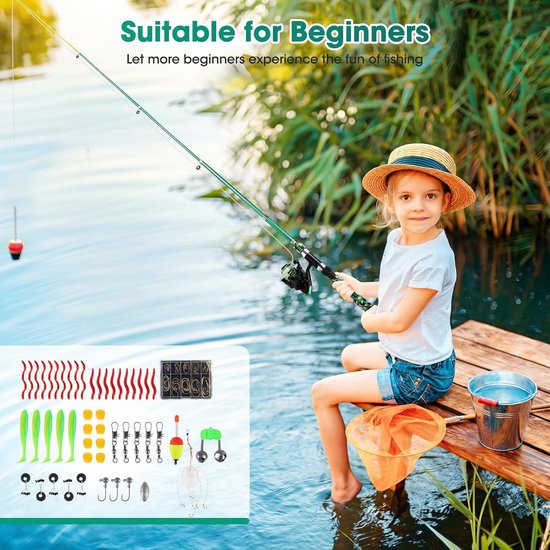 Ensemble Canne à Pêche et Moulinet pour Enfants, Canne à Pêche Télescopique Kit Canne à Pêche pour Enfants Fidèle à Sa Promesse