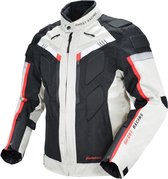 RAMBUX® - Motorjas - Zwart / Beige - Motorjas Heren - Zomer - Beschermende Motorkleding - Rode Accenten - Inclusief Elleboog & Schouder Pads - Reflecterend - Maat L