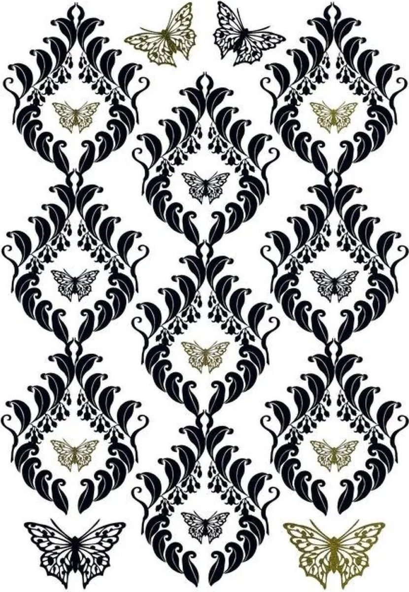 Komar - Muursticker - Vlinder Ornamenten - Zelfklevend - Muurdecoratie - Stickers - 50 x 70 cm