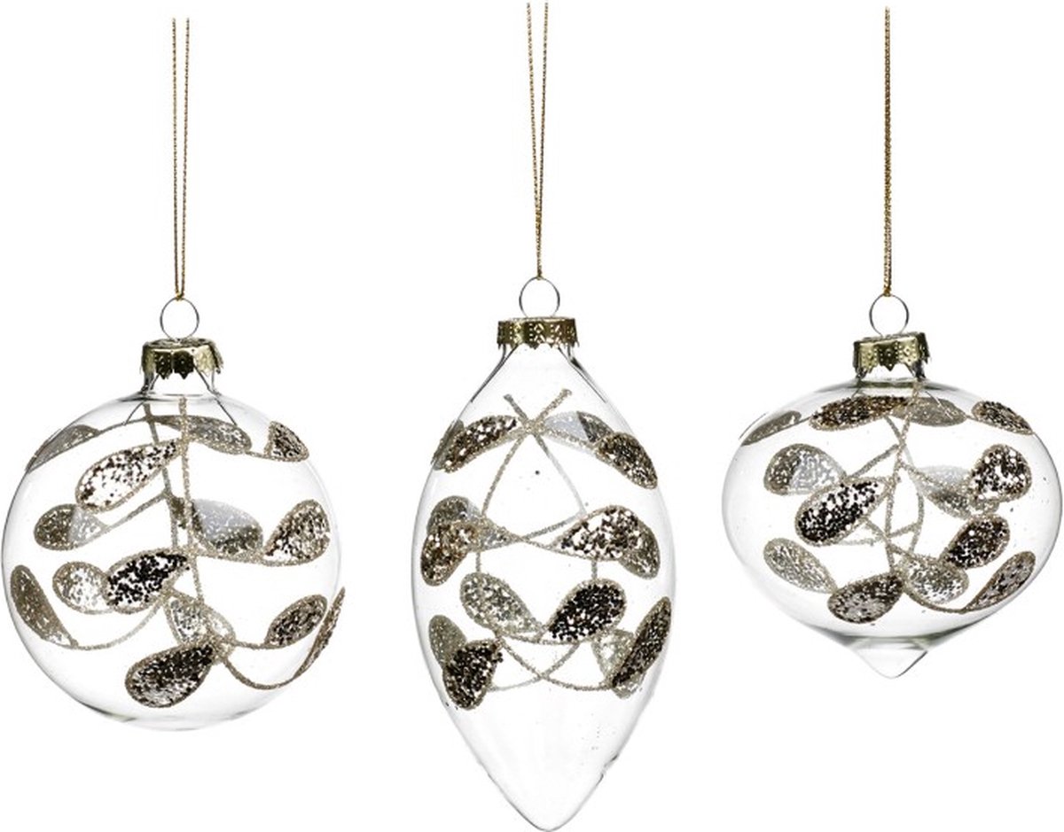 Goodwill Kerstbal Glas Goud - D 8 Cm Voordeelass. Per - 3 Stuks Transparant