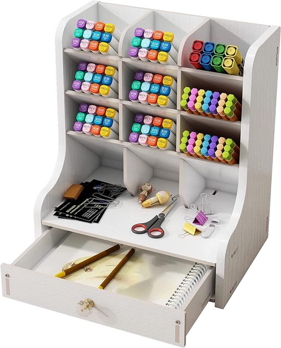 Houten Bureau Organizer - Multifunctionele Desktop Opberger - Penhouder ...