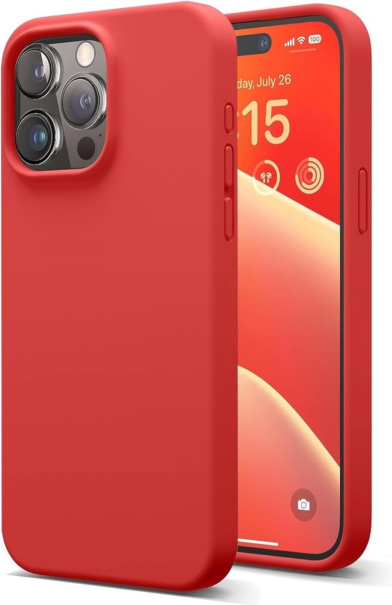 BixB hoesje geschikt voor iPhone 16 Pro Max Hoesje Siliconen - liquid Backcover - Rood