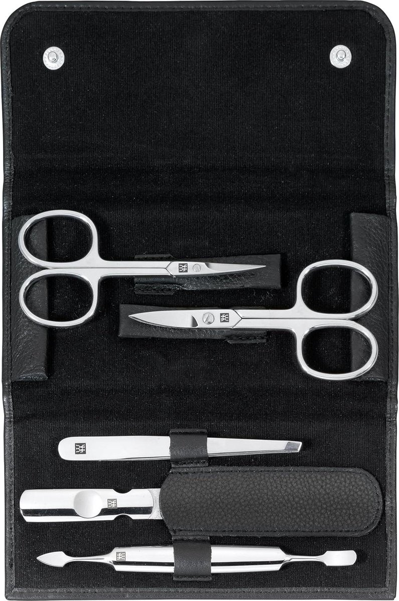 Manicureset 5-delig pedicure-handen voeten rundleer Zwart CLASSIC INOX 97458-004-0