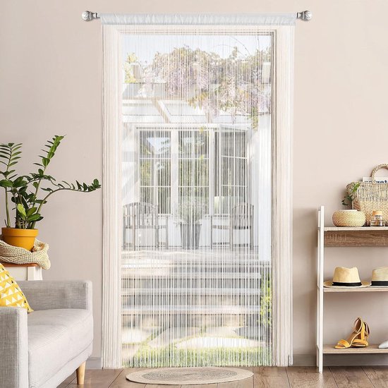 Taiyuhomes Kralengordijn voor deuren, vliegengordijn, insectenbescherming, voor balkondeur, deurgordijn, decoratief gordijn, 90 x 200 cm, koffiebruin