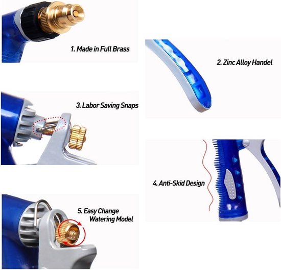 DEECOZY Perslucht reinigingspistool binnenreiniger, automatisch reinigingspistool hogedruk waspistool reiniger reinigingspistool binnenreiniger instelbare perslucht voor auto auto