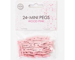 24 Mini houten knijpers Baby / Licht Roze - Feest Thema Polaroid Foto Ophangen Klein Knijper