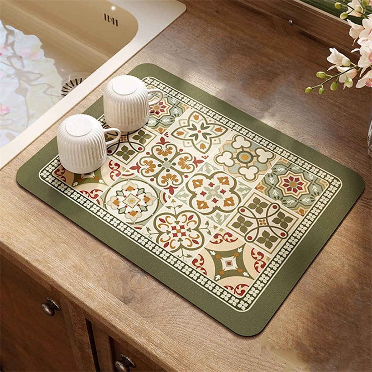 Goedkoopste Keuken Superabsorberend afvoerkussen Keukenwerkblad Verberg vlekken Anti-absorberend kussen Antislip aanrechtbeschermer Gootsteenafvoerkussen Anti-overloopkussen Antislip rubberen achterkant Geschikt voor gerechten Koffiebar Aanrecht