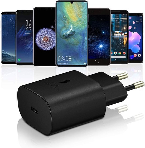 Geschikt Voor Samsung 25W PD 3.0 Super fast charger USB-C naar USB-C Kabel en Adapter - Zwart