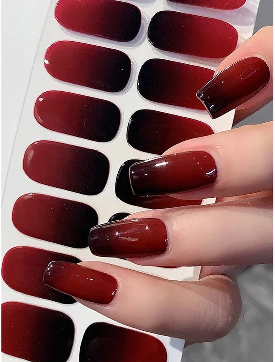 Goedkoopste WiseGoods Luxe Gel Nagel Wrap - Gellak Sticker - Gelnagels - Plaknagels Stickers - Nepnagels - Nail Art - Kunstnagels Rood / Zwart