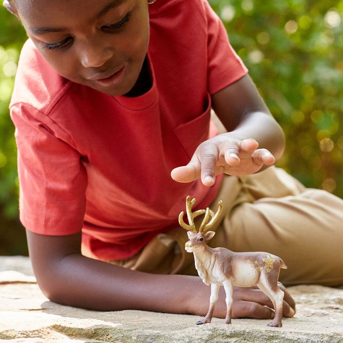 Schleich Wild Life Rendier speelfiguur met goudglanzend gewei thumbnail 6