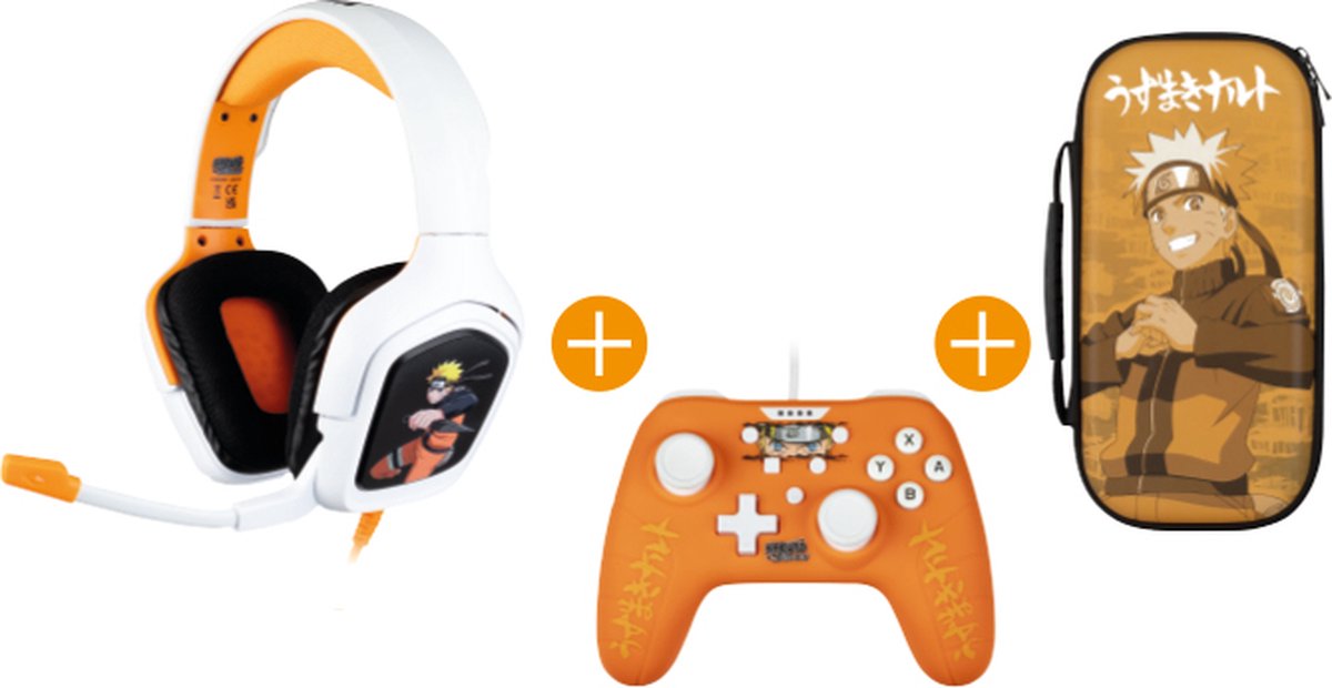 Konix Naruto Oranje, Wit USB Gamepad Analoog/digitaal Nintendo Switch, Nintendo Switch Lite, PC