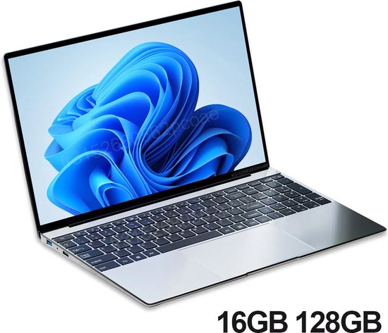 Foto: 15 6 ultra slim laptop 16gb ram 2tb ssd intel n3700 notebook gamer 1920 1080 display pc windows 11 pro zilver 35 8 x 1 8 x 24 5