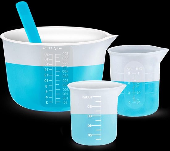 Alpina Transparante kunststof maatbekers set - 250 ml, 500 ml, 1 liter Alpina Transparante kunststof maatbekers set - 250 ml, 500 ml, 1 liter
